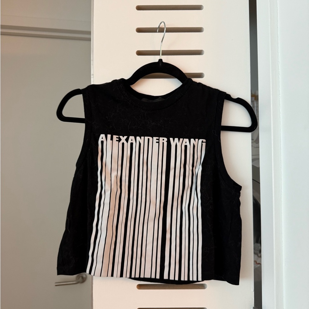 Alexander Wang Black and White Barcode Tank Top